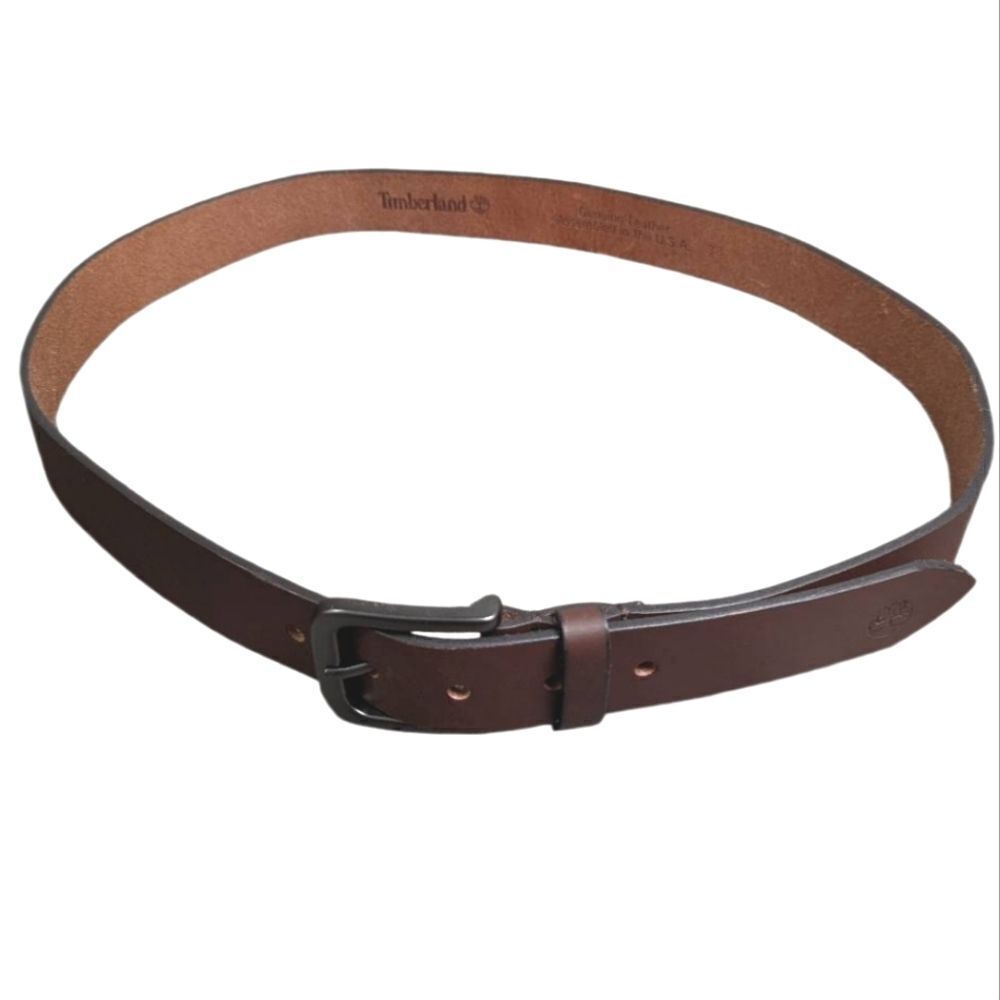 Timberland men's classic jean belt brown  nubuck gunmetal leather size 38